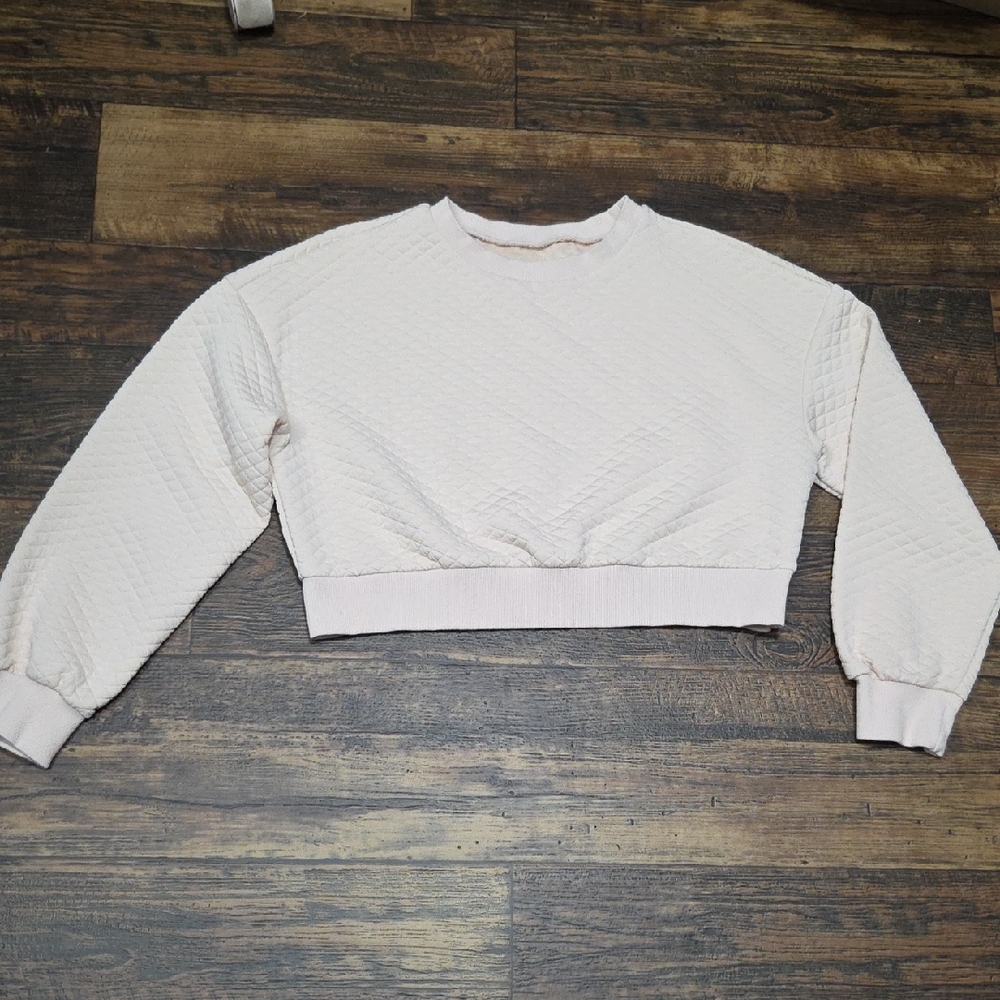 Elegant Cream Quilted Sweatshirt
